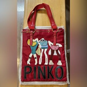 Pinko Red Tote with Playful Figures